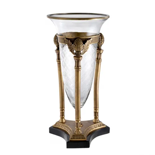 Imperial Heritage Hurricane Lantern – Vintage Brass with Hand-Cut Glass