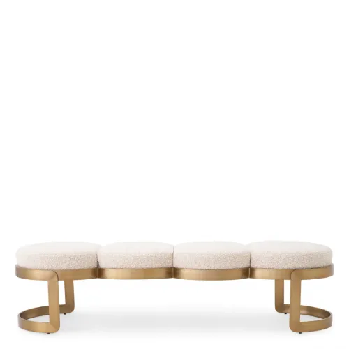 Panca Maestosa – Rivestimento in Bouclé Crema con Struttura in Ottone Spazzolato di Luxury Group International