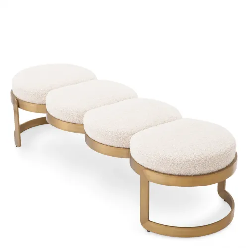 Panca Maestosa – Rivestimento in Bouclé Crema con Struttura in Ottone Spazzolato di Luxury Group International