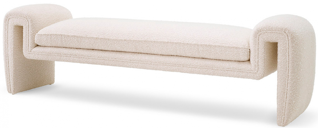 Elegant Accent Bench – Cream Fabric & Modern Frame