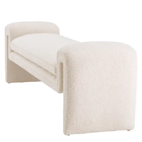 Elegant Accent Bench – Cream Fabric & Modern Frame by Luxury Group International