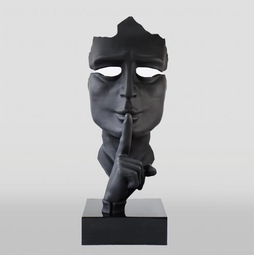Luxury Large Black Mask Sculpture on Stand – 190 cm