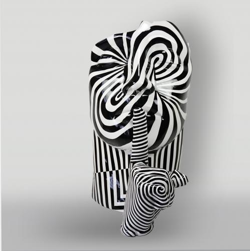 Luxury Hypnosis Mask Sculpture – 140 cm Black & White