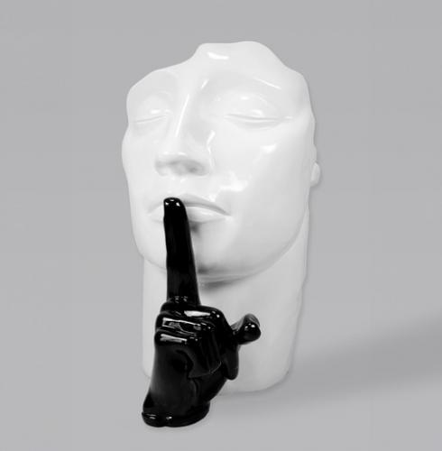 Luxury White & Black Modern Mask Sculpture – 140 cm Contemporary Art Accent by Luxury Group International