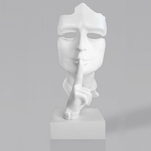 Luxury White Life-Size Mask Sculpture on Stand – 190 cm Contemporary Centerpiece by Luxury Group International