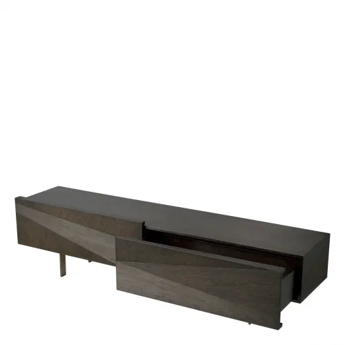 Imperial TV Cabinet – Mocha Oak Veneer with Bronze Accents by Luxury Group International