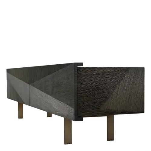 Imperial TV Cabinet – Mocha Oak Veneer with Bronze Accents by Luxury Group International