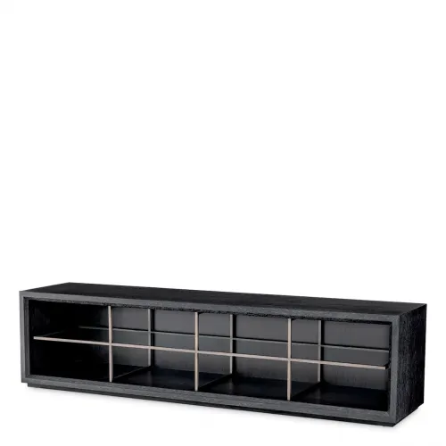 Grand TV Cabinet – Charcoal Grey Oak Veneer with Medium Bronze Accents