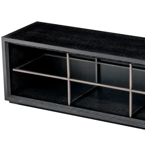 Grand TV Cabinet – Charcoal Grey Oak Veneer with Medium Bronze Accents by Luxury Group International