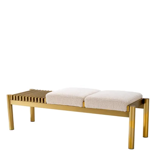 Premium Designer Bench – Brass Structure & Cream Upholstery by Luxury Group International