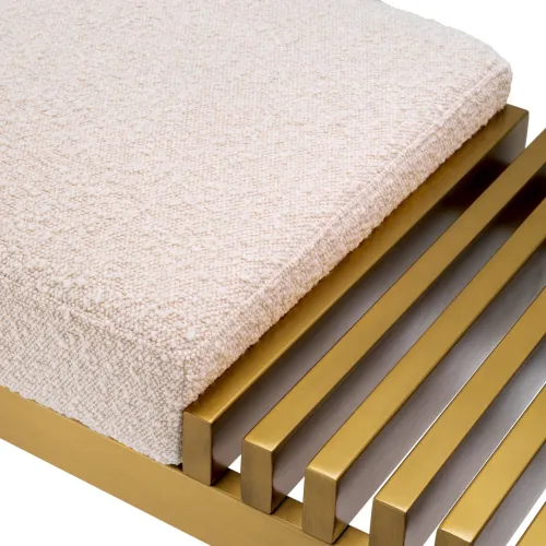 Premium Designer Bench – Brass Structure & Cream Upholstery by Luxury Group International