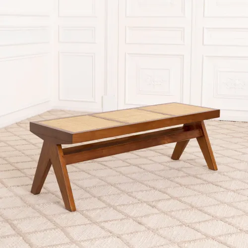Banc en rotin vintage – Design classique en bois marron par Luxury Group International