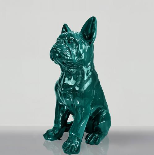Grand French Bulldog Sculpture – Large Luxury Figurine in Green Finish by Luxury Group International
