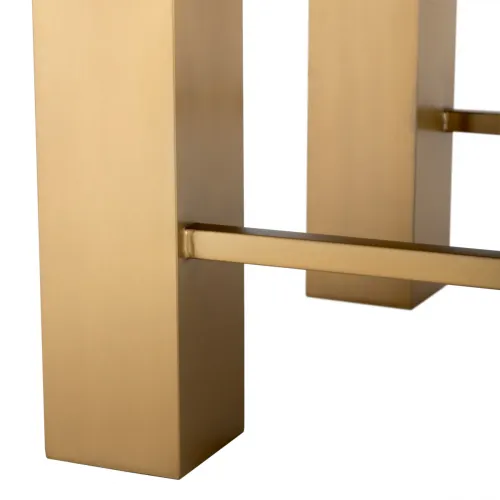 Regal TV Cabinet Brushed Brass Frame with Black Glass Shelving by Luxury Group International
