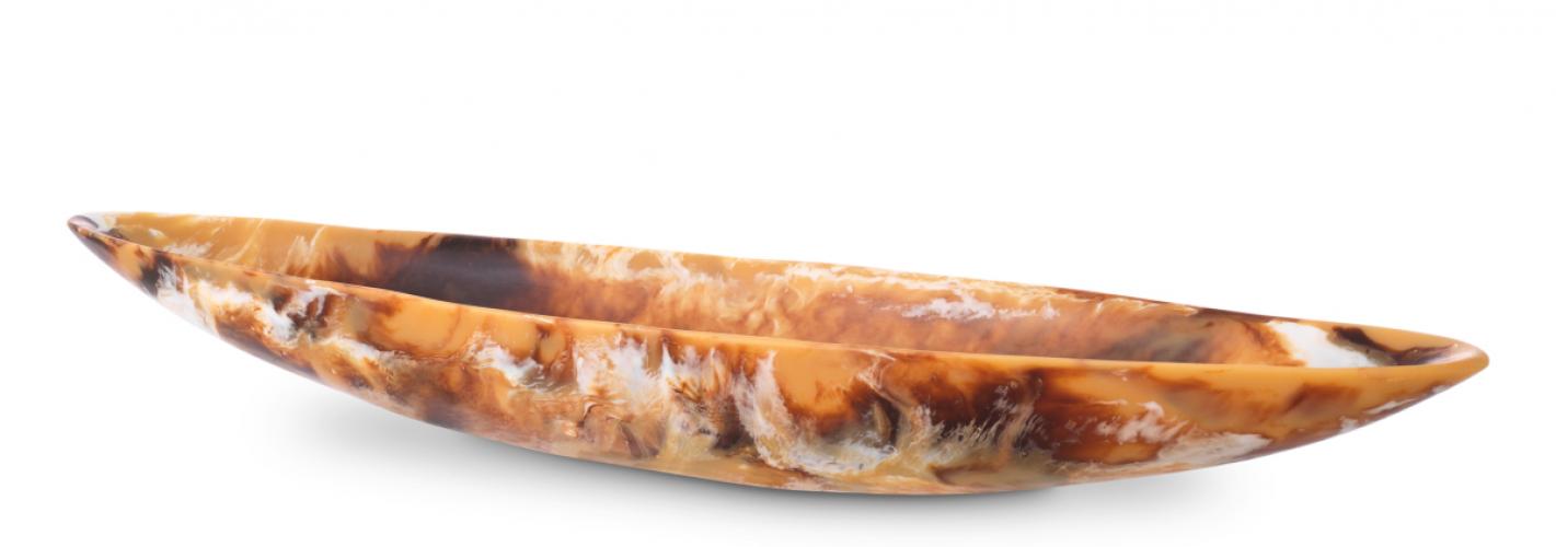 Long Decorative Bowl – Luxury Orange Swirl Artistic Centerpiece