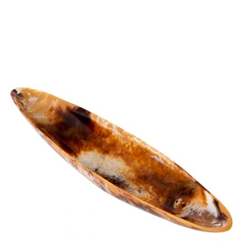 Ciotola Decorativa Lunga – Centro Artistico di Lusso con Motivo a Vortice Arancione di Luxury Group International