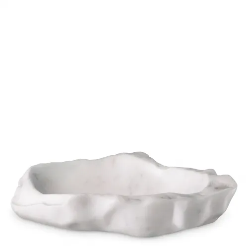 White Marble Bowl – Luxury Hand-Carved Decorative Centerpiece
