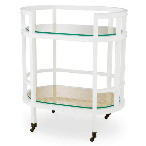 Modern Cane Serving Trolley – Glass Layered Design