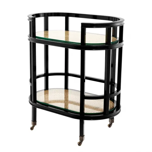 Modern Cane Serving Trolley – Glass Layered Design