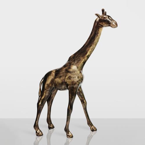 Luxury Patina Life-Size Giraffe Sculpture – 230 cm Artistic Outdoor & Indoor Sculpture by Luxury Group International