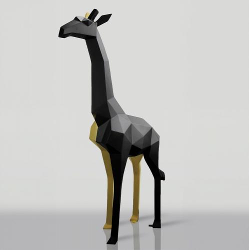 Luxury Gold & Black Geometric Giraffe Sculpture – 200 cm by Luxury Group International