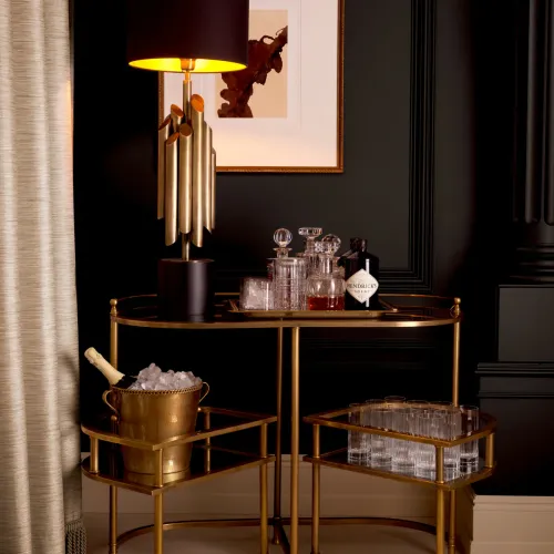 Luxury Brass & Clear Glass Serving Trolley by Luxury Group International