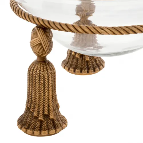 Ciotola di design vintage di lusso con finitura in ottone, vetro trasparente e accenti in ottone di Luxury Group International