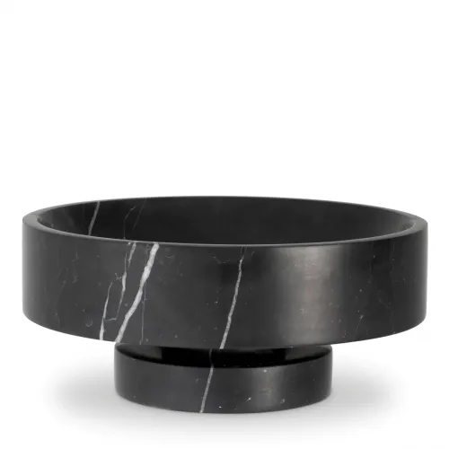 Luxury Black Marble Bowl Honed Finish Decorative Accent