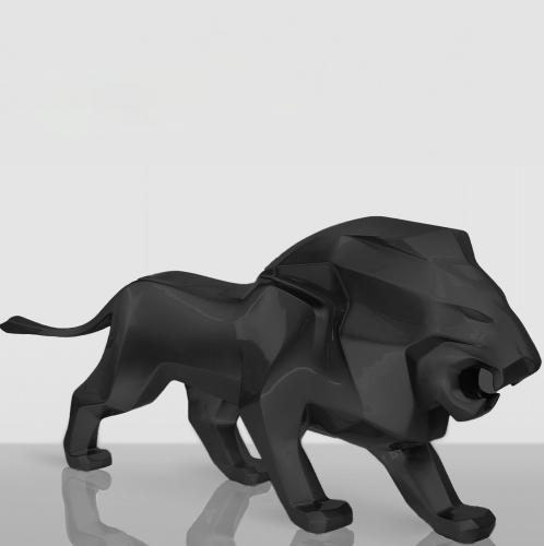 Luxury Life Size Lion Sculpture in Matte Black by Luxury Group International