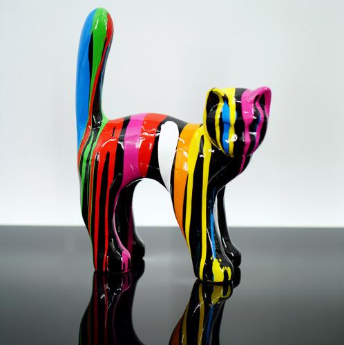 Luxury Modern Standing Cat Figurine – Color Drip Art by Luxury Group International
