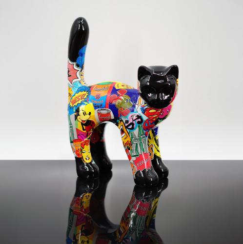 Luxury Pop Art Standing Cat Figurine – Modern Design by Luxury Group International