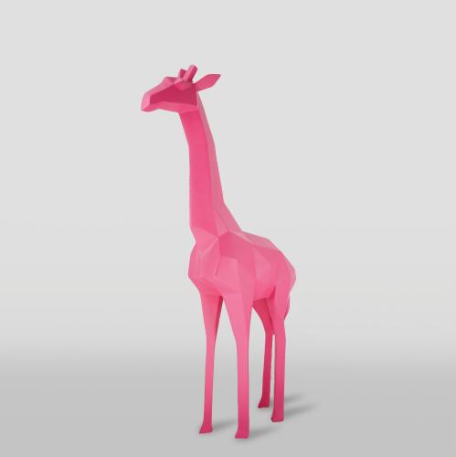 Luxury Pink Geometric Giraffe Sculpture – 140 cm by Luxury Group International