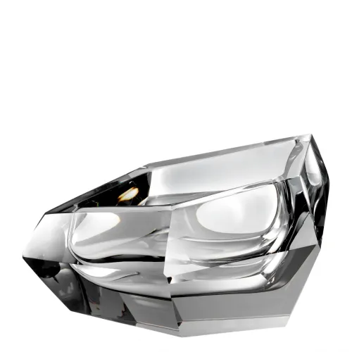 Luxury Grey Crystal Glass Sophisticated Bowl Irregular Art Glass Accent