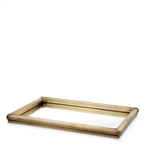Luxury Vintage Brass Finish Serving Tray Rectangular Artisan Design by Luxury Group International