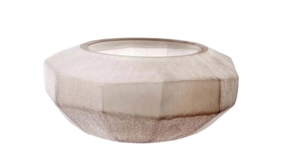 Luxus mundgeblasene Glasschale in Sand Farbe Zeitgenössische dekorative Akzent von Luxury Group International