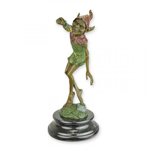 Luxury Bronze Goblin Sculpture Eating Grapes Figurine