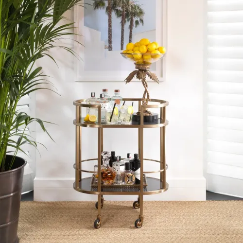 Chariot en laiton de luxe avec verre fumé par Luxury Group International