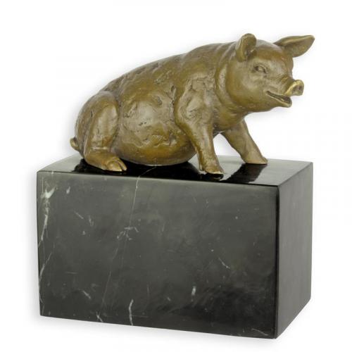 Luxury Bronze Sitting Pig Sculpture 15 cm by Luxury Group International