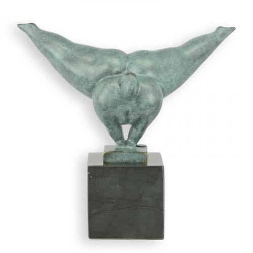 Luxury Bronze Gymnast Modernist Sculpture in Green Finish by Luxury Group International