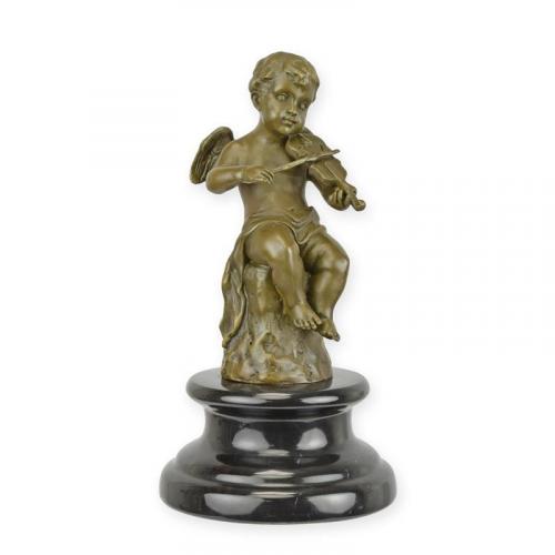Luxury Bronze Putto Playing Violin Sculpture 18 cm by Luxury Group International