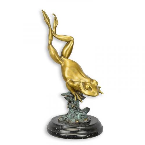 Luxury Bronze Leaping Frog Sculpture - 33 cm by Luxury Group International