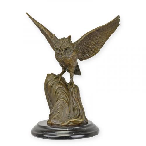 Luxury Bronze Owl Spreading Wings Sculpture - 23 cm by Luxury Group International