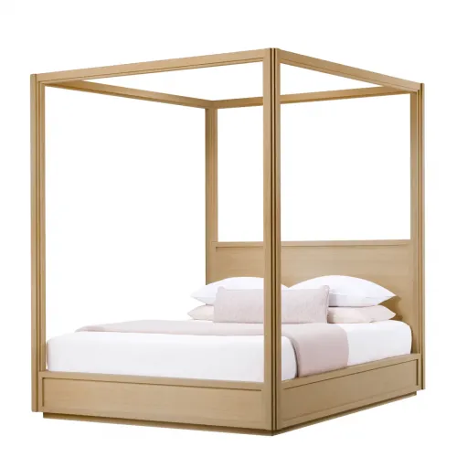 Luxury Natural Oak Veneer Canopy Bed