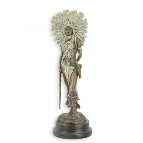 Luxury Bronze Female Indian with Rifle Sculpture - 45 cm by Luxury Group International