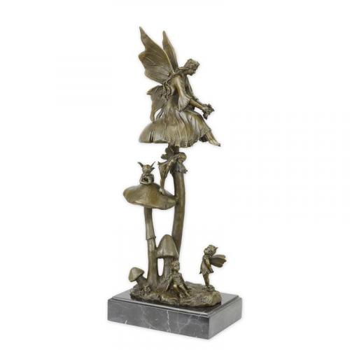 Luxury Bronze Fairies Resting on Mushroom Sculpture by Luxury Group International
