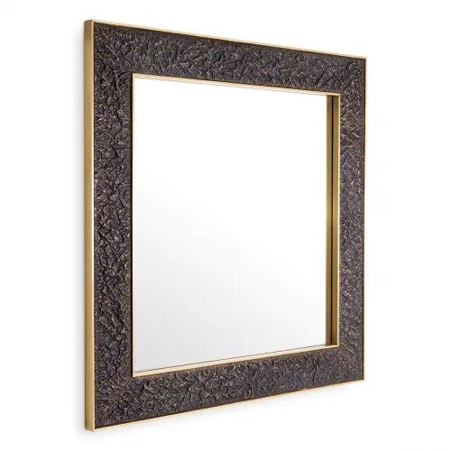 Luxury Antique Brass & Bronze Square Mirror by Luxury Group International