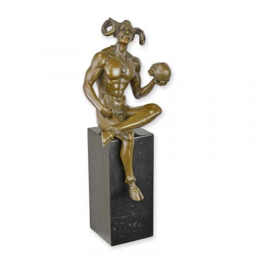 Luxury Bronze Sculpture of Satan Holding a Skull by Luxury Group International