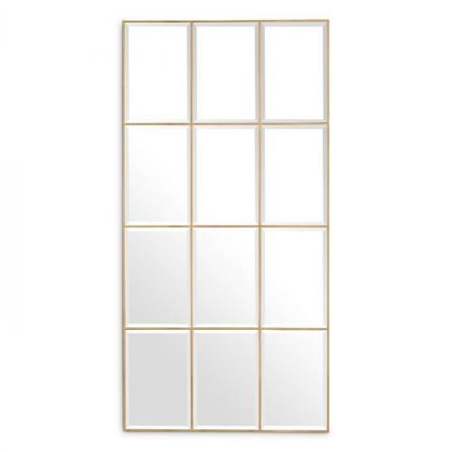 Luxury Aesthetic Vintage Brass Finish Rectangular Partitioned Mirror by Luxury Group International