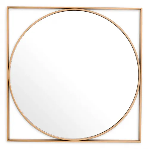 Luxury Brushed Brass Square Wall Mirror by Luxury Group International