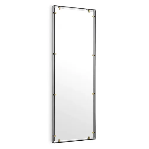 Luxury Antique Brass Smoke Glass Rectangular Wall Mirror by Luxury Group International